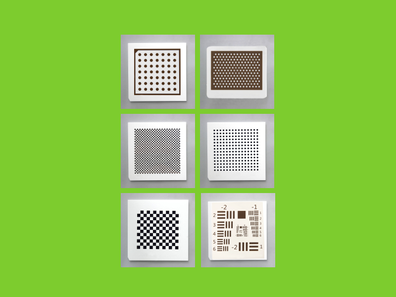 pvCal Kalibrierplatten mit unterschiedlichen Mustern in verschiedenen Größen